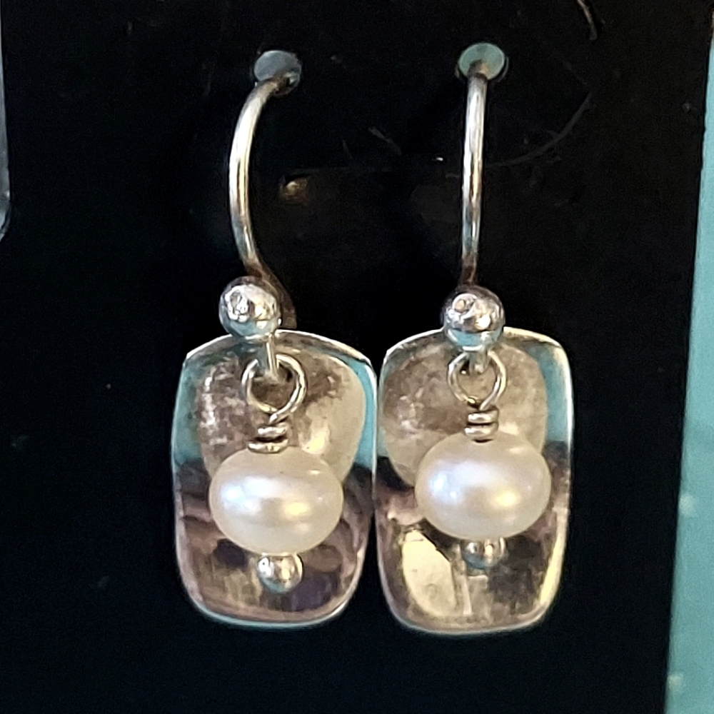 Faux Pearl Wire Drop Earrings